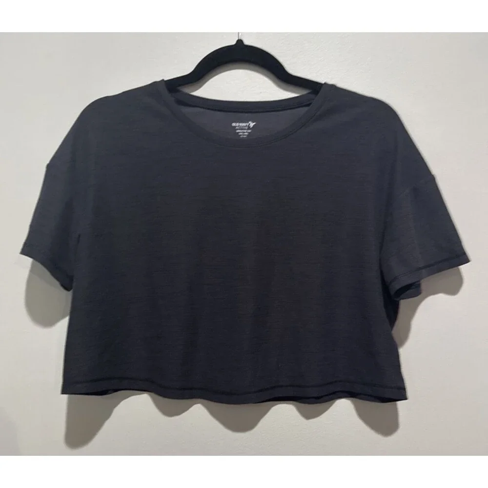 Girls Old Navy Active Breathe On Black Crop Short Sleeve Tee - XXL (18)